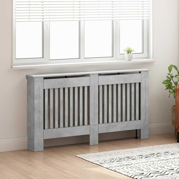 vidaXL Radiator Deksel Betonggr&aring; 152 x 19 x 81,5 cm Konstruert tre