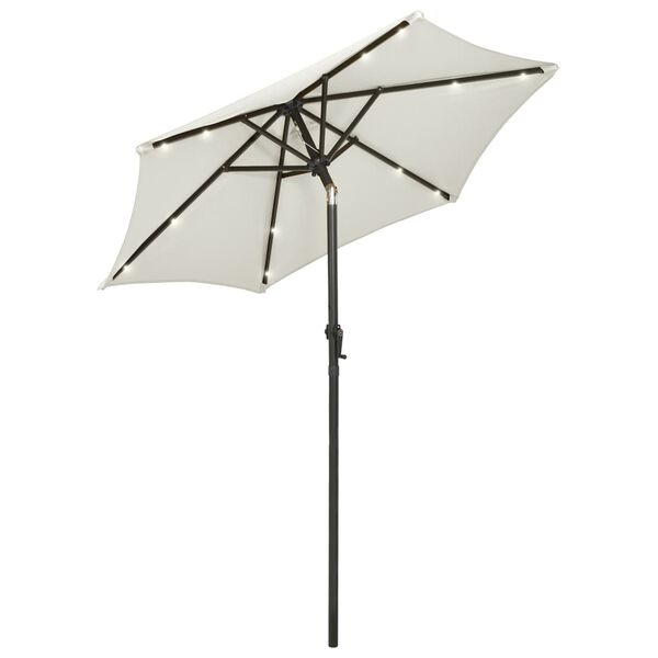 vidaXL Parasoll med LED-lys sand 200x211 cm aluminium