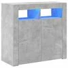 vidaXL Skjenk med LED-lys betonggr&aring; 80x35x75 cm