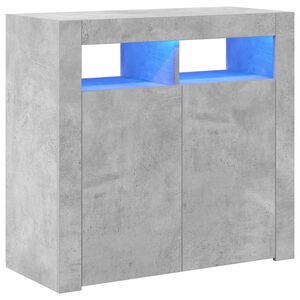 vidaXL Skjenk med LED-lys betonggr&aring; 80x35x75 cm