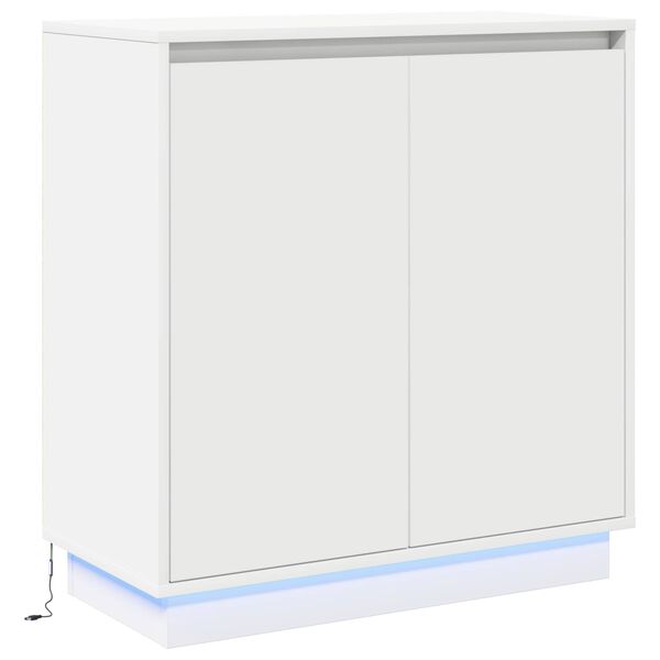 vidaXL LED sideboard med hylle Hvit 71 x 34,5 x 75 cm Konstruert tre