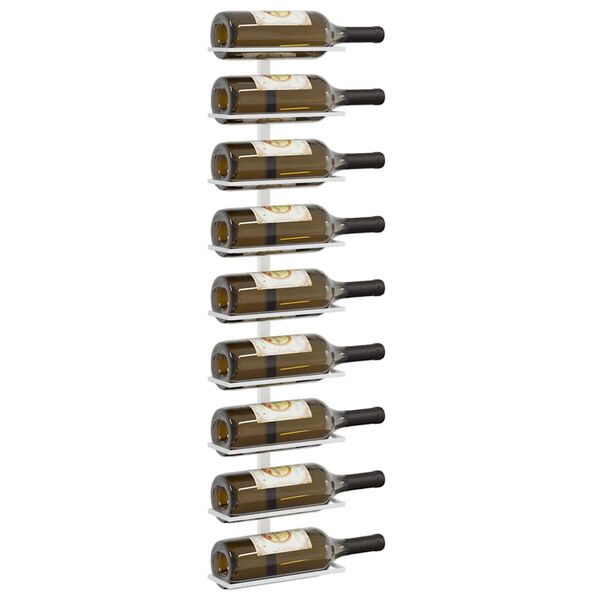 vidaXL Veggmontert vinstativ for 9 flasker 2 stk hvit jern