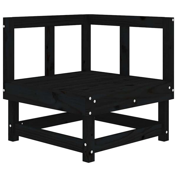 vidaXL Hj&oslash;rnesofa med puter svart heltre furu