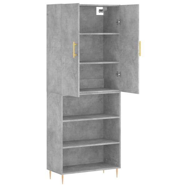 vidaXL Highboard betonggr&aring; 69,5x34x180 cm konstruert tre