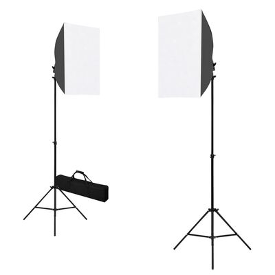 vidaXL Fotostudiosett med bakgrunn, softbokslys og paraply