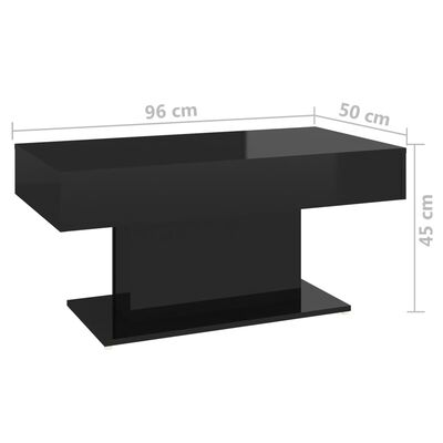 vidaXL Salongbord høyglans svart 96x50x45 cm sponplate