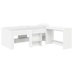 vidaXL Barneseng med skrivebord 2 stk. Hvit Konstruert tre