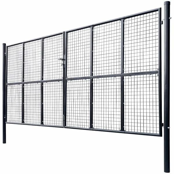 vidaXL Hageport av netting galvanisert st&aring;l 400x175 cm gr&aring;