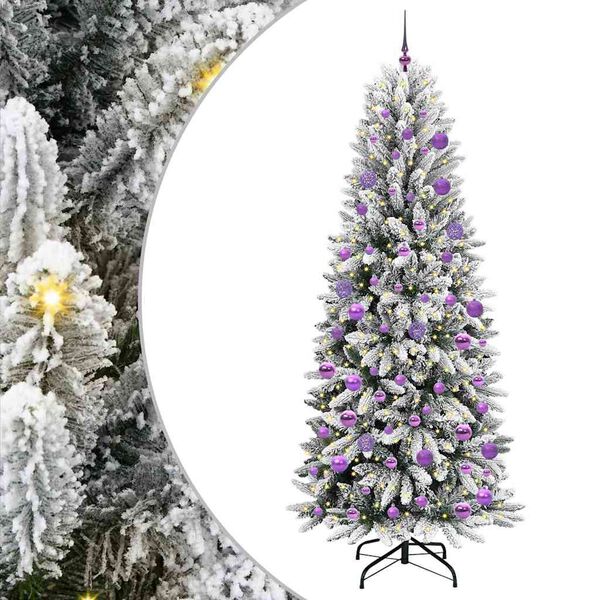 vidaXL Kunstig juletre med 300 LED Hvit 210 cm PVC, plast, st&aring;l og PE