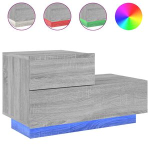 vidaXL Nattbord med LED gr&aring; sonoma 70x36x40,5 cm