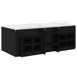 vidaXL Loft Seng Ramme med Skap med hylle 3 stk. Svart Konstruert tre