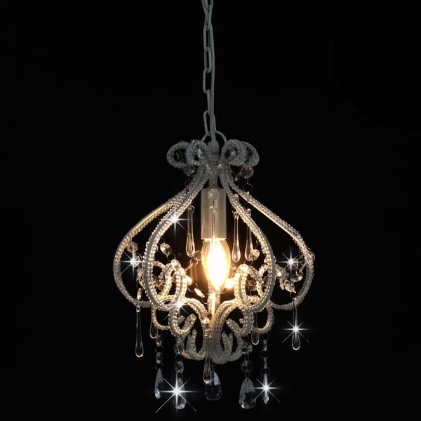 vidaXL Taklampe med perler hvit rund E14