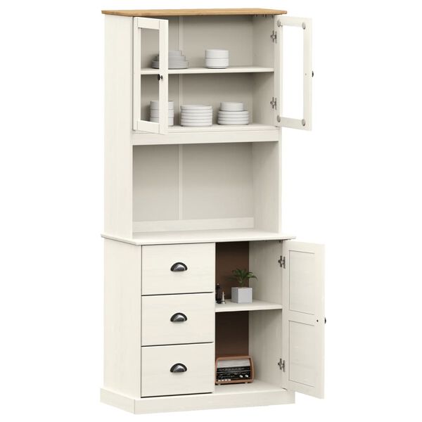 vidaXL Highboard VIGO hvit 78x40x175 cm heltre furu