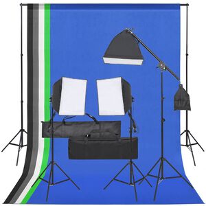 vidaXL Fotostudiosett med lyssett og bakgrunn