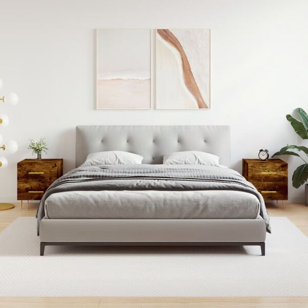 vidaXL Nattbord 2 stk r&oslash;kt eik 40x35x47,5 cm konstruert tre