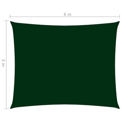 vidaXL Solseil oxfordstoff rektangulær 5x6 m mørkegrønn