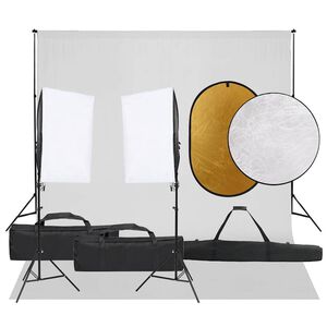 vidaXL Fotostudiosett med lyssett, bakgrunn og reflektor