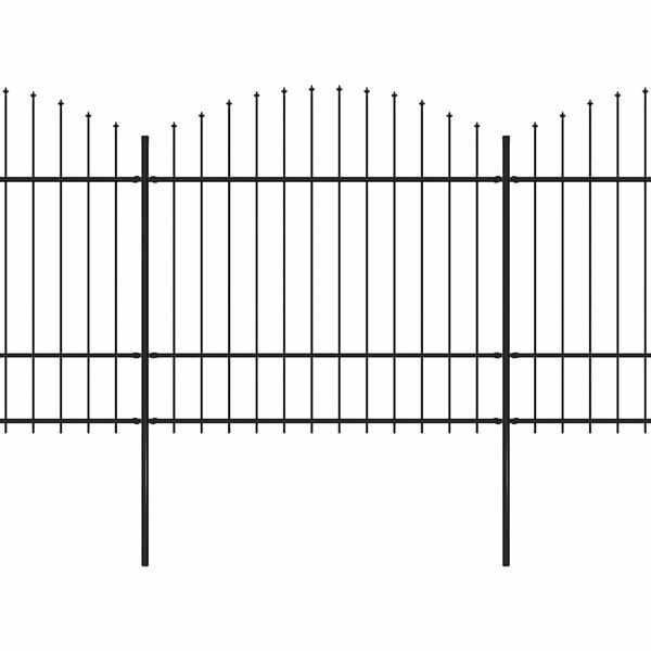 vidaXL Hagegjerde med spydtopp st&aring;l (1,5-1,75)x15,3 m svart