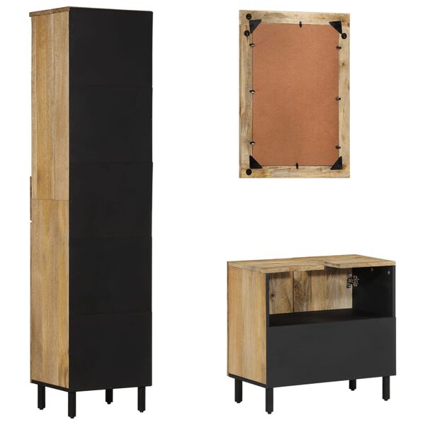 vidaXL Baderomsskapsett 3 deler heltre mango