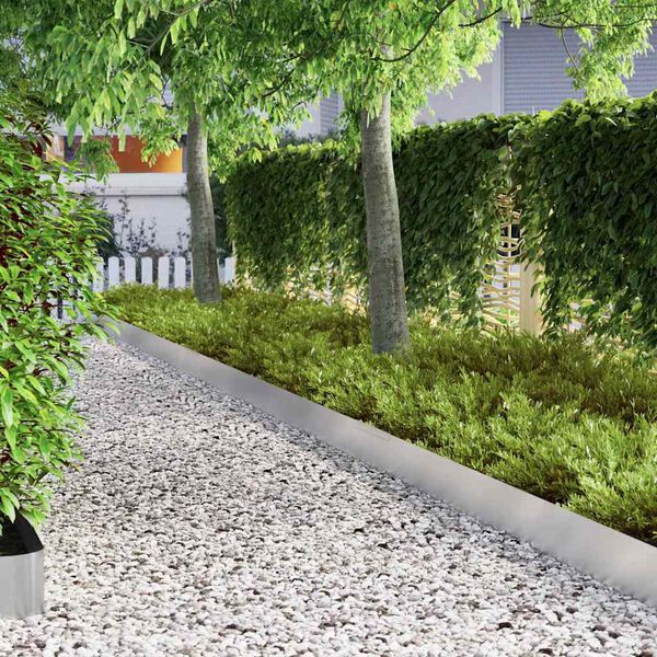 vidaXL Gjerdekant sølv 450 x 0.05 x 15 cm Rustfritt Stål