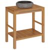 vidaXL Baderomshylle heltre teak med vask marmor svart