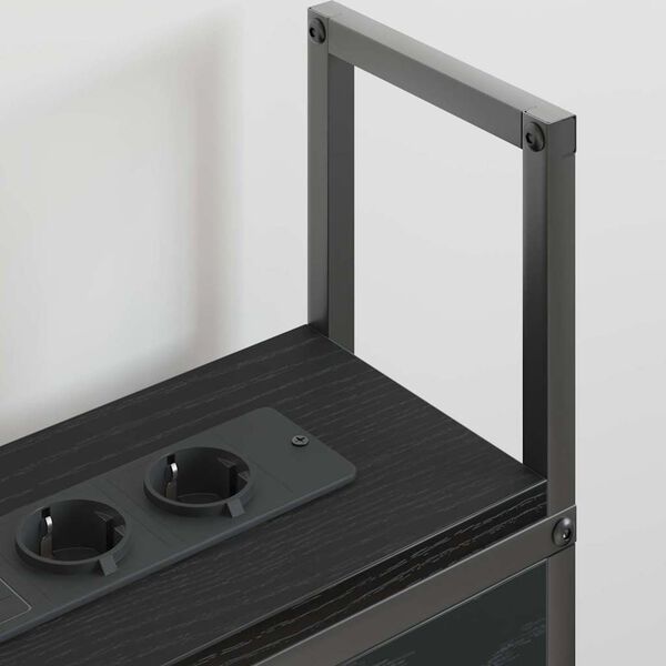 vidaXL Oppbevaringshodegjerde med Ladeplass med hylle Svart eik 180 cm