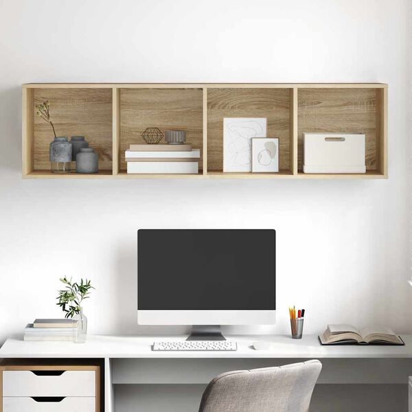 vidaXL Vegghengt TV-benk sonoma eik 37x37x142,5 cm konstruert tre