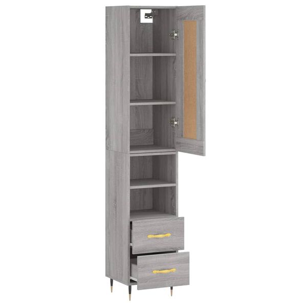 vidaXL Highboard gr&aring; sonoma 34,5x34x180 cm konstruert tre