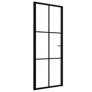 vidaXL Innvendige d&oslash;rer 76 x 201,5 cm Aluminium Svart og gjennomsiktig