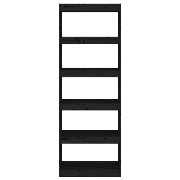vidaXL Bokhylle/romdeler svart 60x30x167,5 cm heltre furu