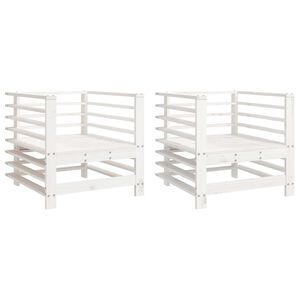 vidaXL Hagestoler 2 stk hvit heltre furu