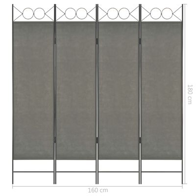 vidaXL Romdeler 4 paneler antrasitt 160x180 cm