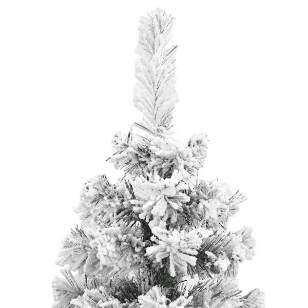 vidaXL Slankt kunstig juletre med flokket snø grønn 210 cm PVC