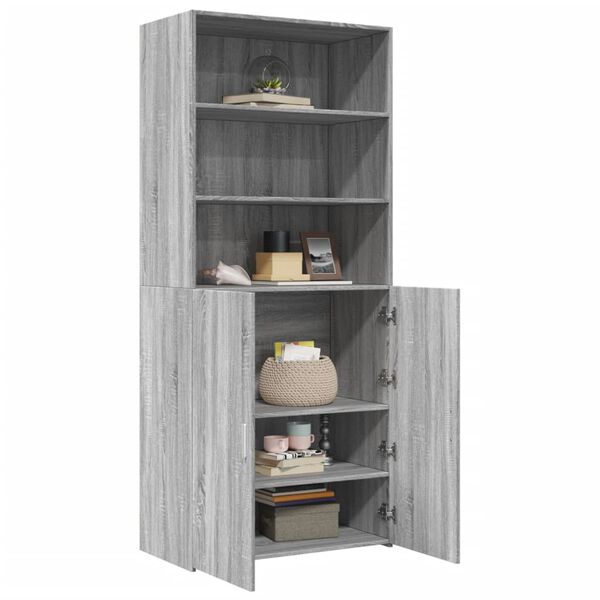 vidaXL Highboard gr&aring; sonoma 80x42,5x185 cm konstruert tre