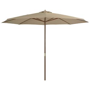 vidaXL Parasoll med trestang 350 cm gr&aring;brun