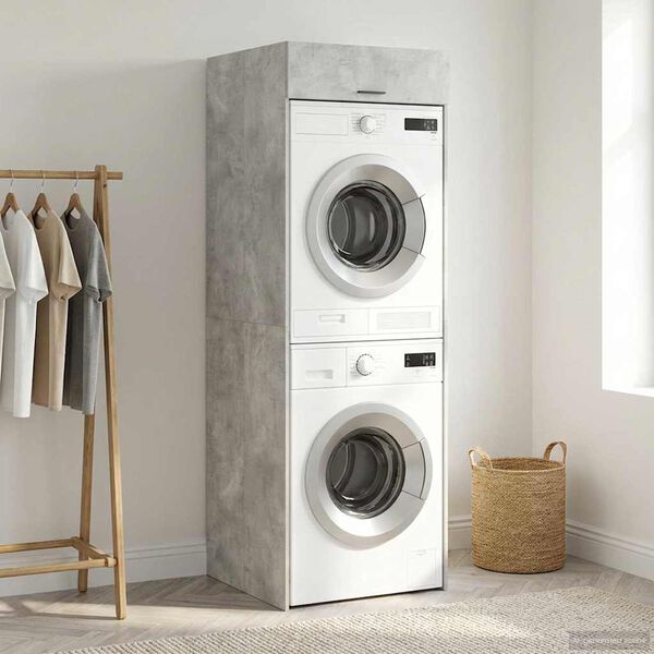 vidaXL Vaskemaskin skap Betong 67,5 x 68 x 200 cm Konstruert tre