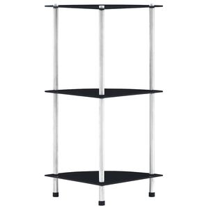 vidaXL Hylle 3 etasjer svart 30x30x67 cm herdet glass