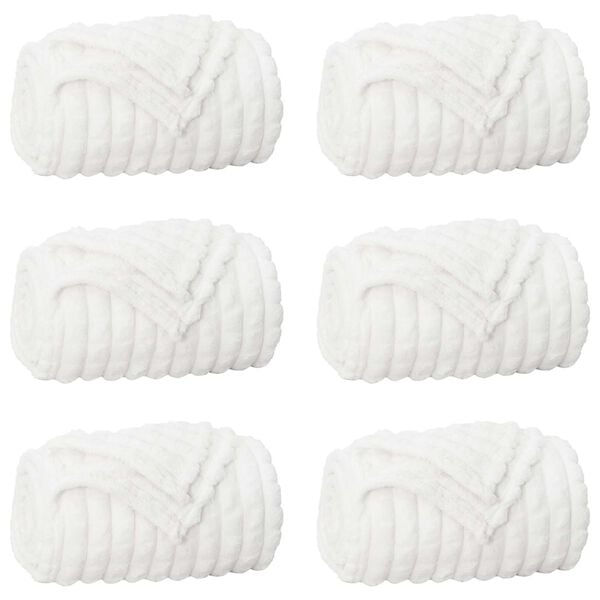 vidaXL Kastepledd 6 pcs Hvit 150 x 130 cm Fleece