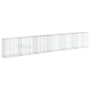 vidaXL Gabionkurv med deksel 600x50x100 cm galvanisert jern
