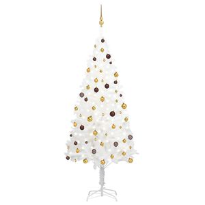 vidaXL Forh&aring;ndsbelyst kunstig juletre med kulesett hvit 240 cm