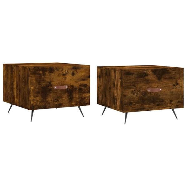 vidaXL Salongbord 2 stk r&oslash;kt eik 50x50x40 cm konstruert tre