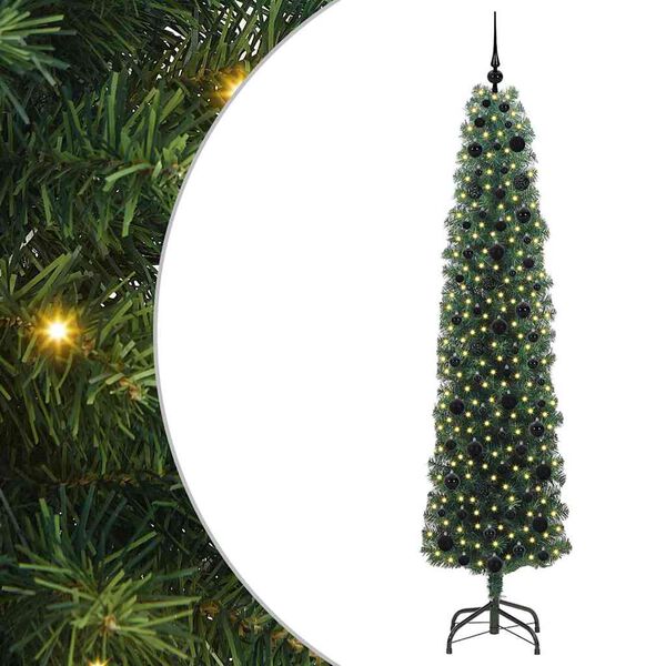 vidaXL Kunstig juletre med 300 LED gr&oslash;nn 210 cm PVC og st&aring;l og plast