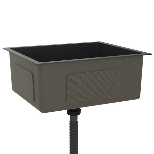 vidaXL Håndlaget kjøkkenvask svart rustfritt stål