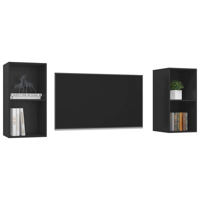 vidaXL Vegghengte TV-benker 2 stk svart sponplate