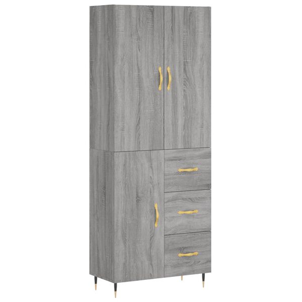 vidaXL Highboard gr&aring; sonoma 69,5x34x180 cm konstruert tre