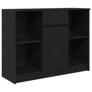 vidaXL Skjenk med skuff svart eik 101x35x76 cm konstruert tre