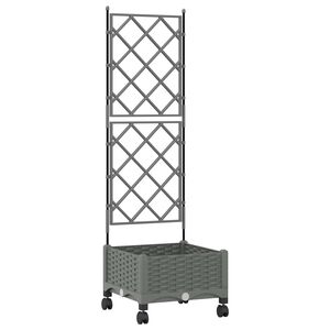 vidaXL Hageplanter med espalier og hjul Lysegr&aring; 40 x 40 x 131,5 cm PP