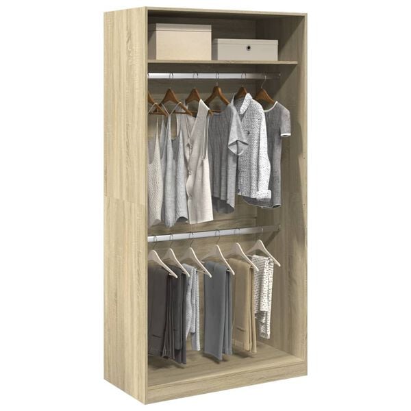 vidaXL Garderobe sonoma eik 100x50x200 cm sponplate