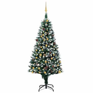 vidaXL Kunstig juletre med LED og kulesett og kongler 210 cm