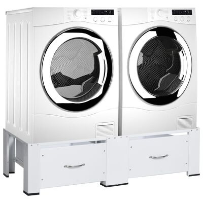 vidaXL Dobbelt stativ til vaskemaskin og tørketrommel med skuffer hvit